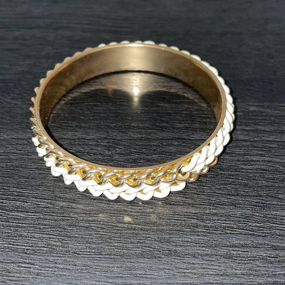 Gold and White Bangle Bracelet
